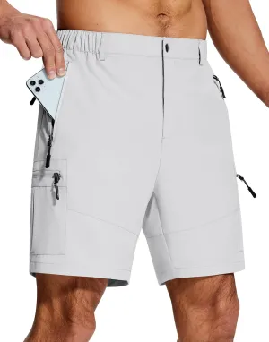Mens Hiking Cargo Shorts 7" Inseam 6 Zipper Pockets Stretch Quick Dry Lightweight Short for Golf Casual Fishing Work