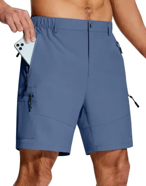 Mens Hiking Cargo Shorts 7" Inseam 6 Zipper Pockets Stretch Quick Dry Lightweight Short for Golf Casual Fishing Work