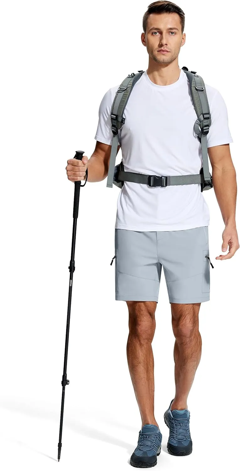 Mens Hiking Cargo Shorts 7" Inseam 6 Zipper Pockets Stretch Quick Dry Lightweight Short for Golf Casual Fishing Work