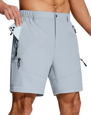 Mens Hiking Cargo Shorts 7" Inseam 6 Zipper Pockets Stretch Quick Dry Lightweight Short for Golf Casual Fishing Work