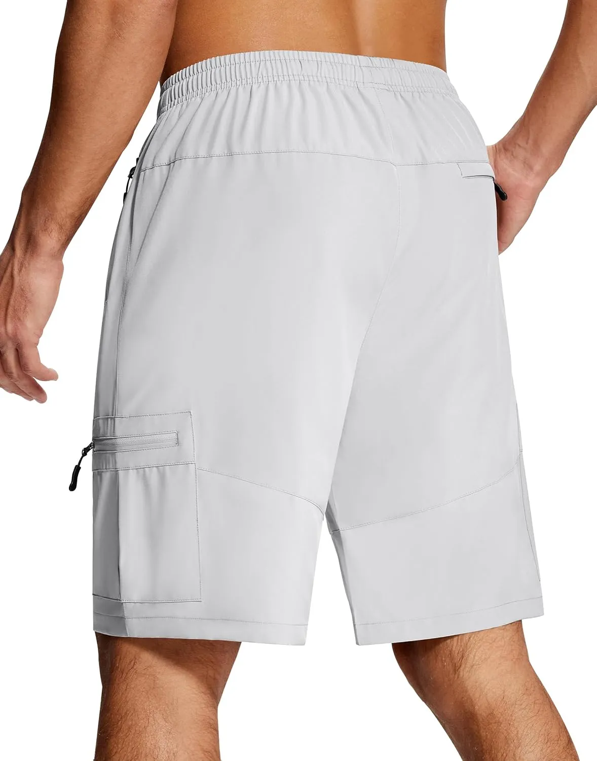 Mens Hiking Cargo Shorts 9 Inch with Zipper Pockets Quick Dry Stretch Lightweight Drawstring for Outdoor Fishing