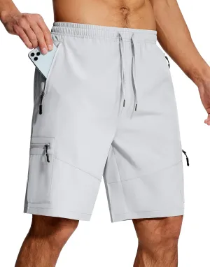 Mens Hiking Cargo Shorts 9 Inch with Zipper Pockets Quick Dry Stretch Lightweight Drawstring for Outdoor Fishing