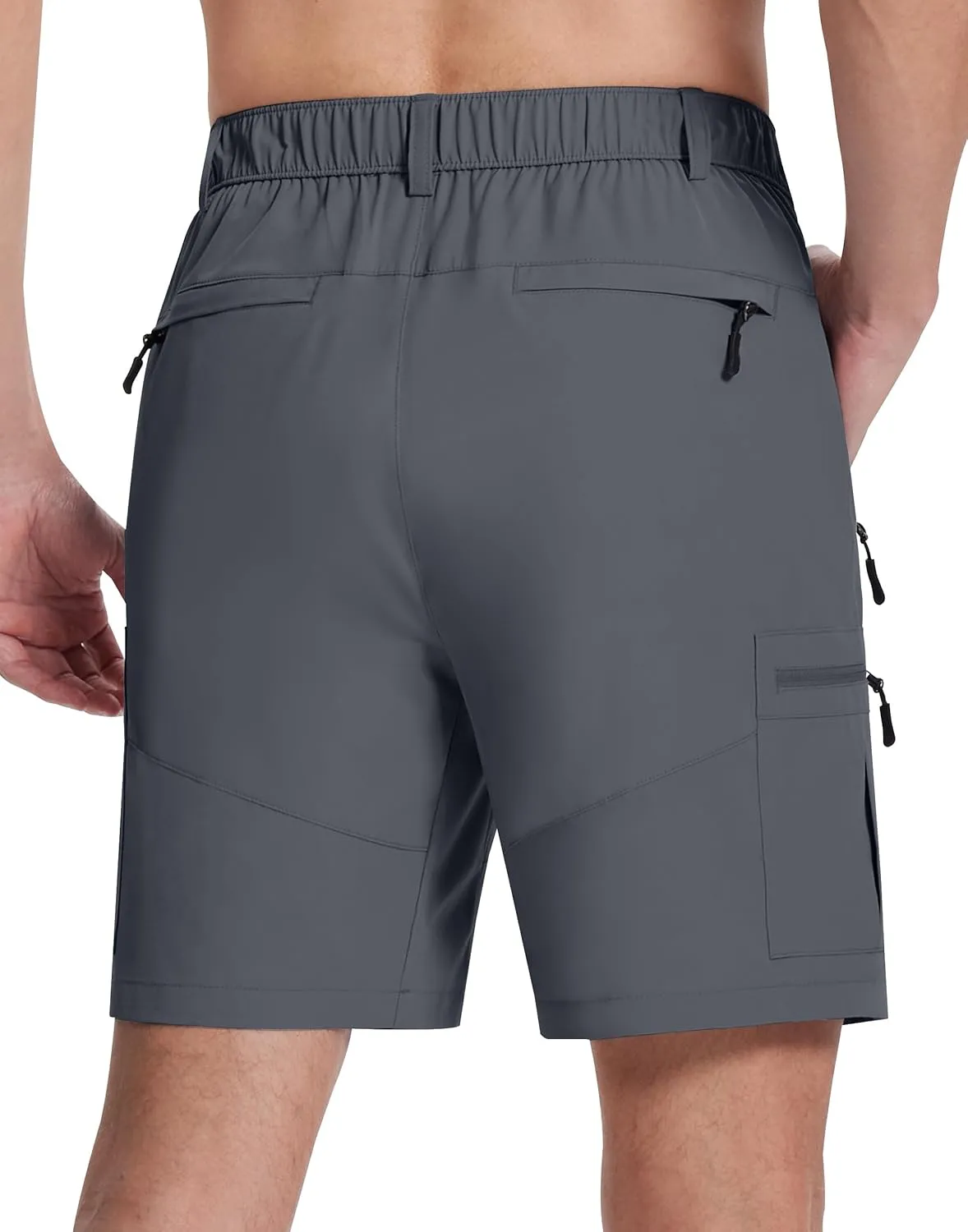 Mens Hiking Cargo Shorts with 6 Zipper Pockets 9" Quick-Dry Lightweight Short for Golf Casual Fishing