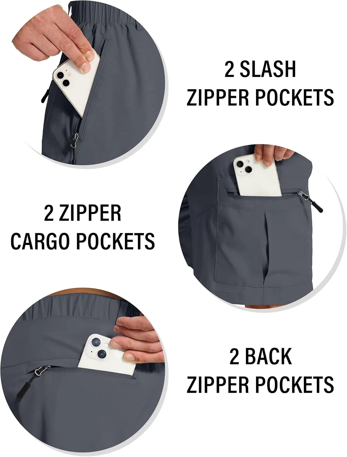 Mens Hiking Cargo Shorts with 6 Zipper Pockets 9" Quick-Dry Lightweight Short for Golf Casual Fishing