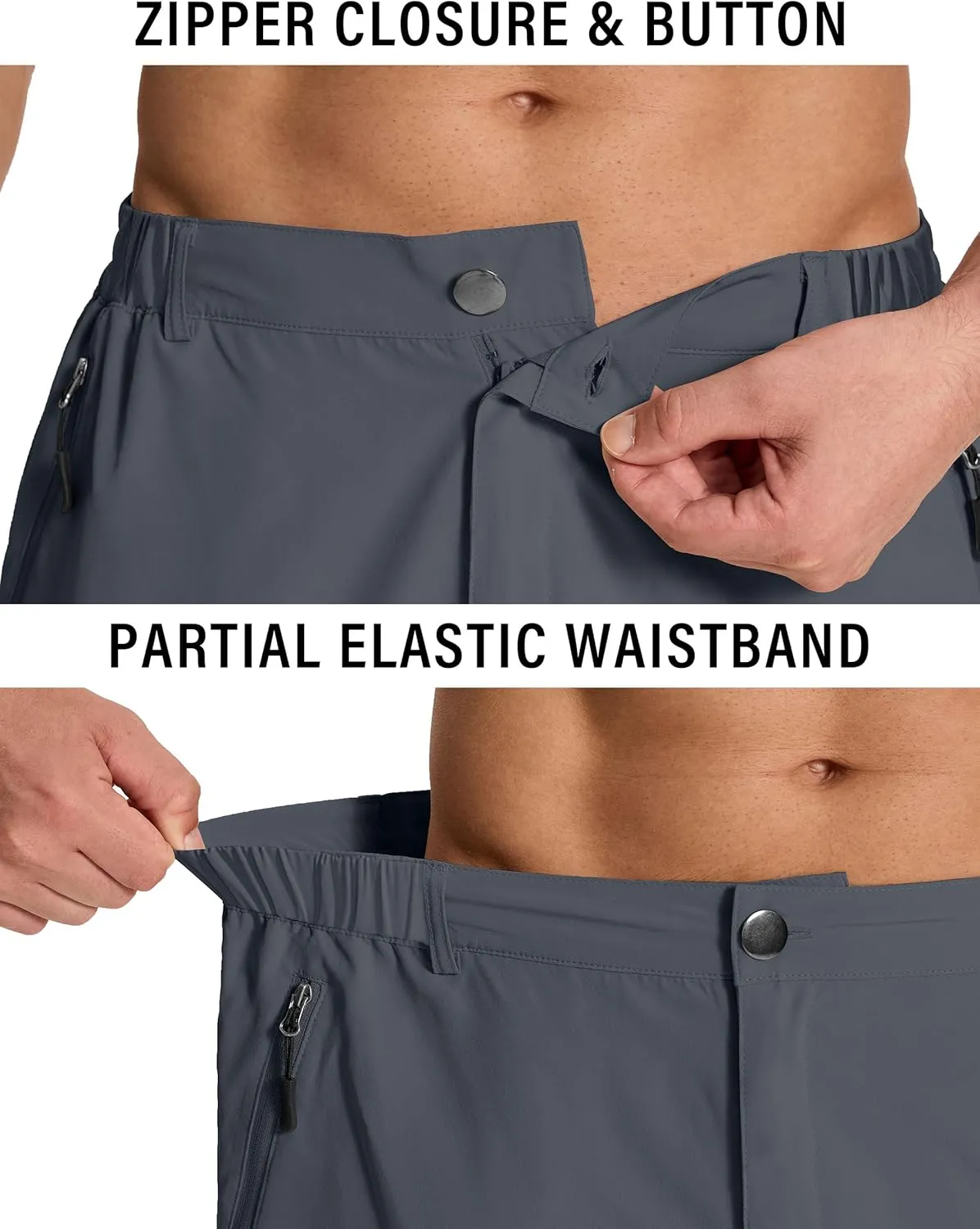 Mens Hiking Cargo Shorts with 6 Zipper Pockets 9" Quick-Dry Lightweight Short for Golf Casual Fishing