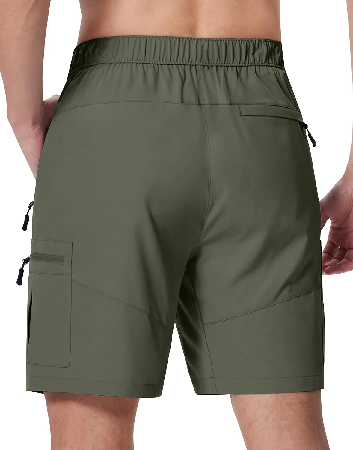 Mens Hiking Cargo Shorts with Zipper Pockets 7" Quick Dry Lightweight Drawstring Shorts for Summer Outdoor Golf Casual