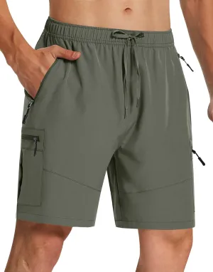 Mens Hiking Cargo Shorts with Zipper Pockets 7" Quick Dry Lightweight Drawstring Shorts for Summer Outdoor Golf Casual