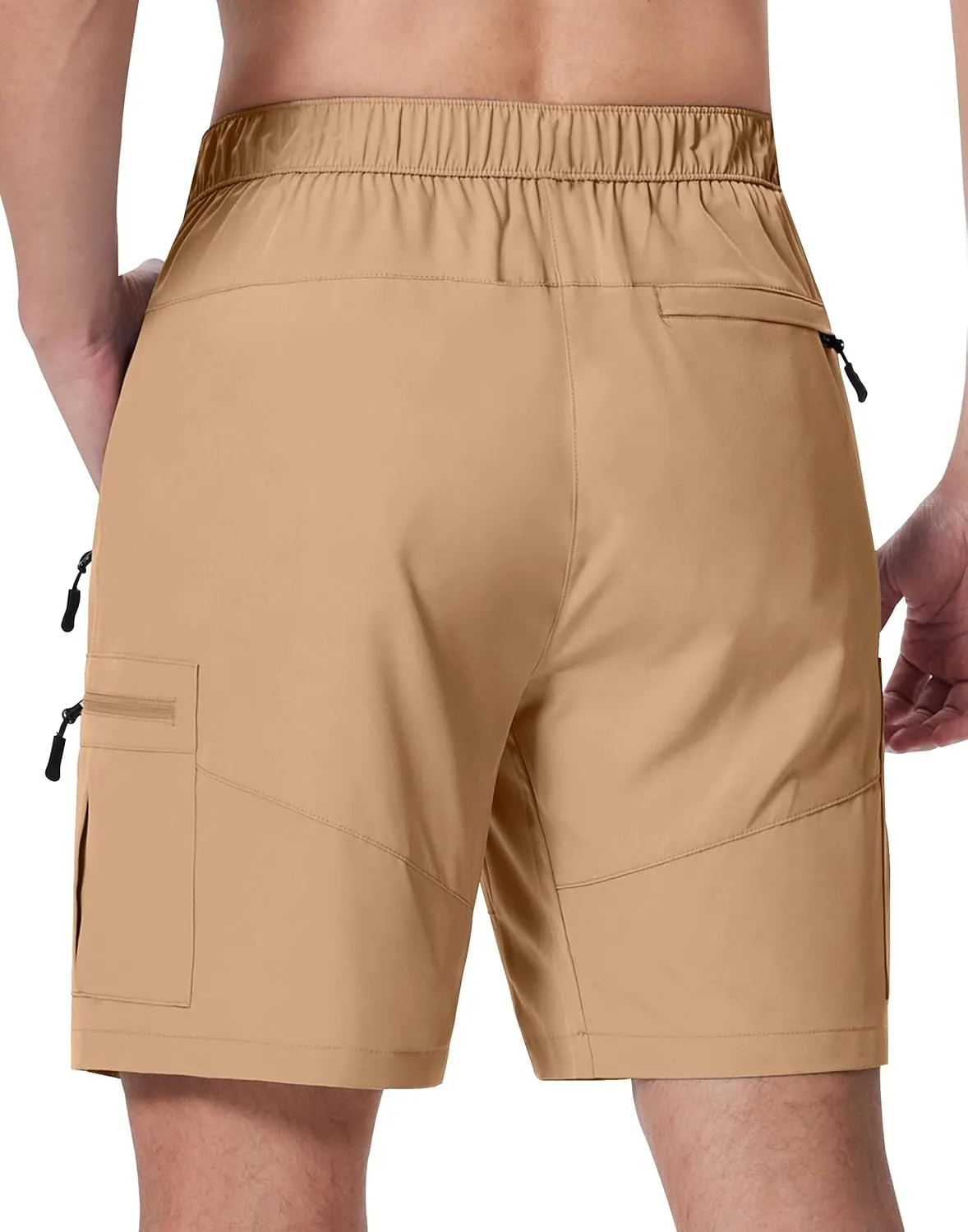 Mens Hiking Cargo Shorts with Zipper Pockets 7" Quick Dry Lightweight Drawstring Shorts for Summer Outdoor Golf Casual