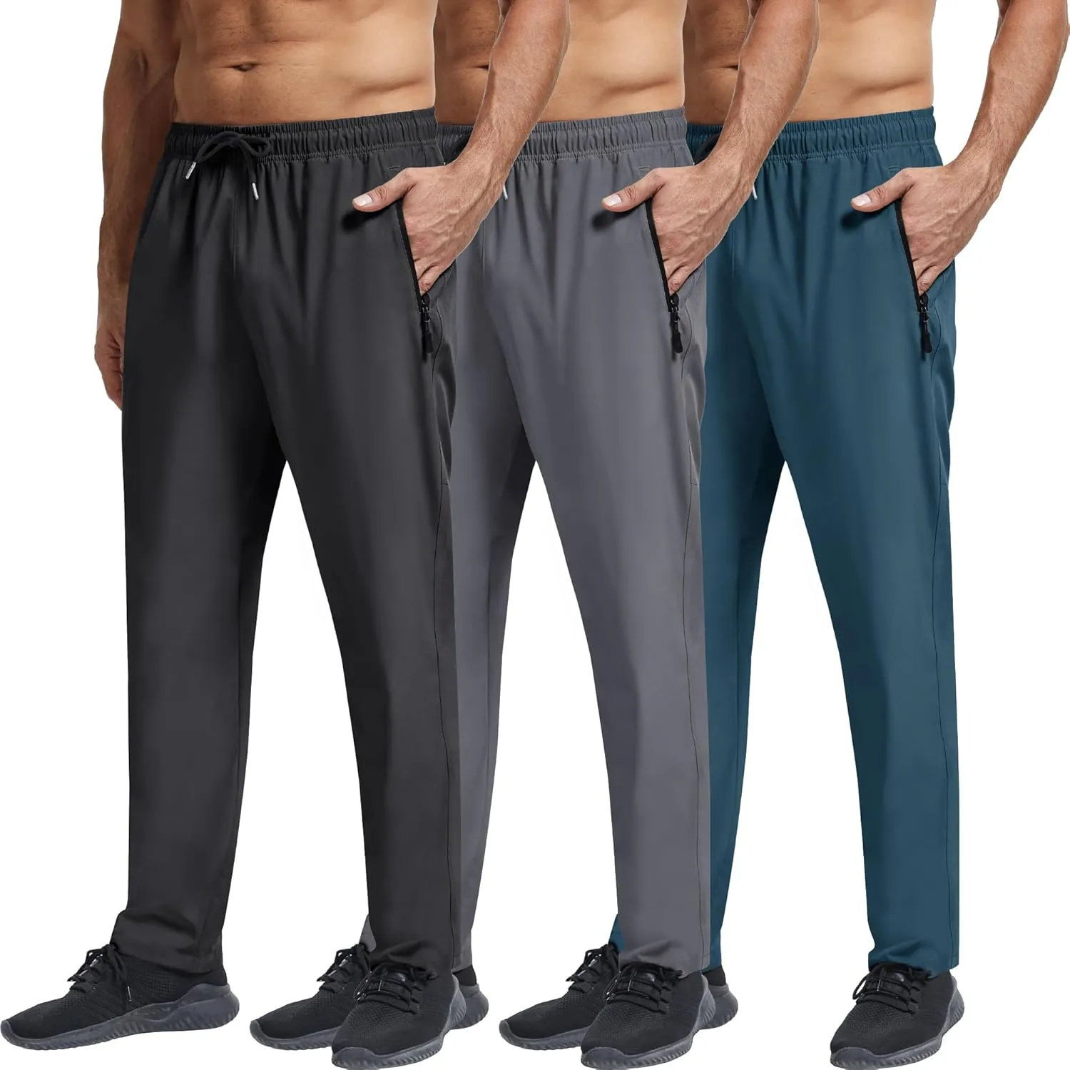 Men's Lightweight Hiking Pants Quick-Dry Stretch Outdoor Joggers with Zipper Pockets Casual Travel Athletic Sweatpant