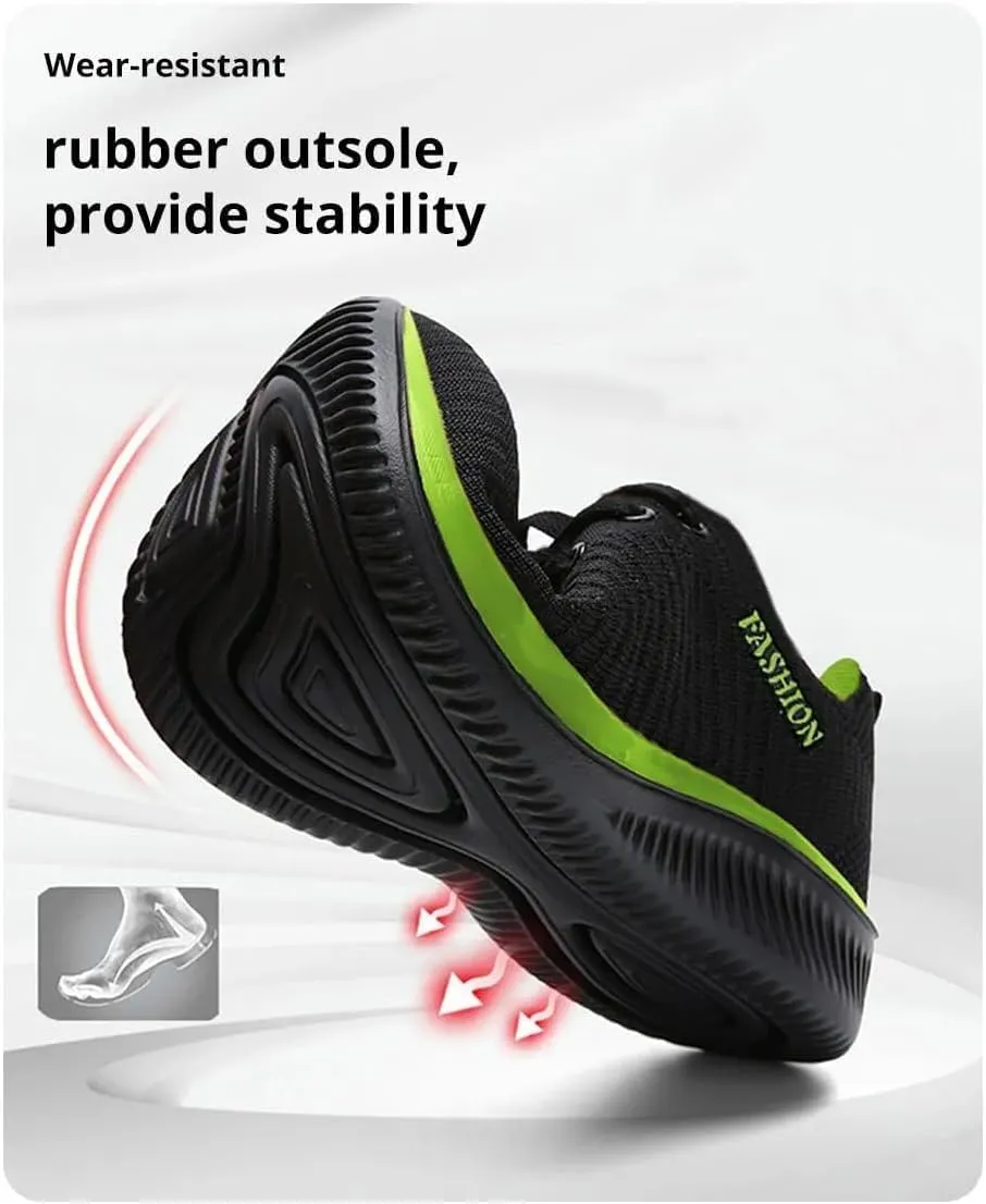 Men's Trendy Lightweight Running Shoes Comfy, Breathable, Wear-Resistant, Shock-Absorbing Lace-Ups for Outdoor Running, Walking, and Hiking
