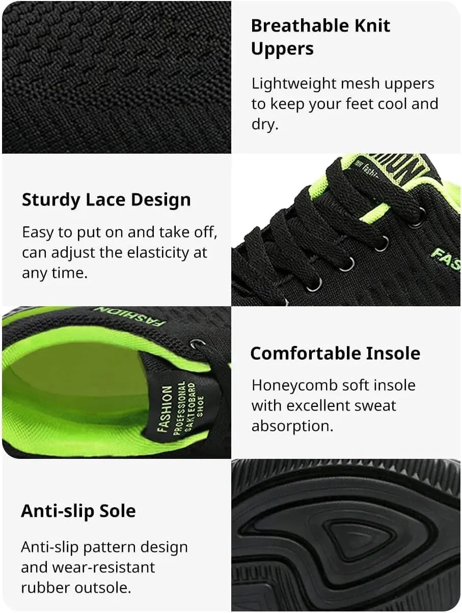 Men's Trendy Lightweight Running Shoes Comfy, Breathable, Wear-Resistant, Shock-Absorbing Lace-Ups for Outdoor Running, Walking, and Hiking