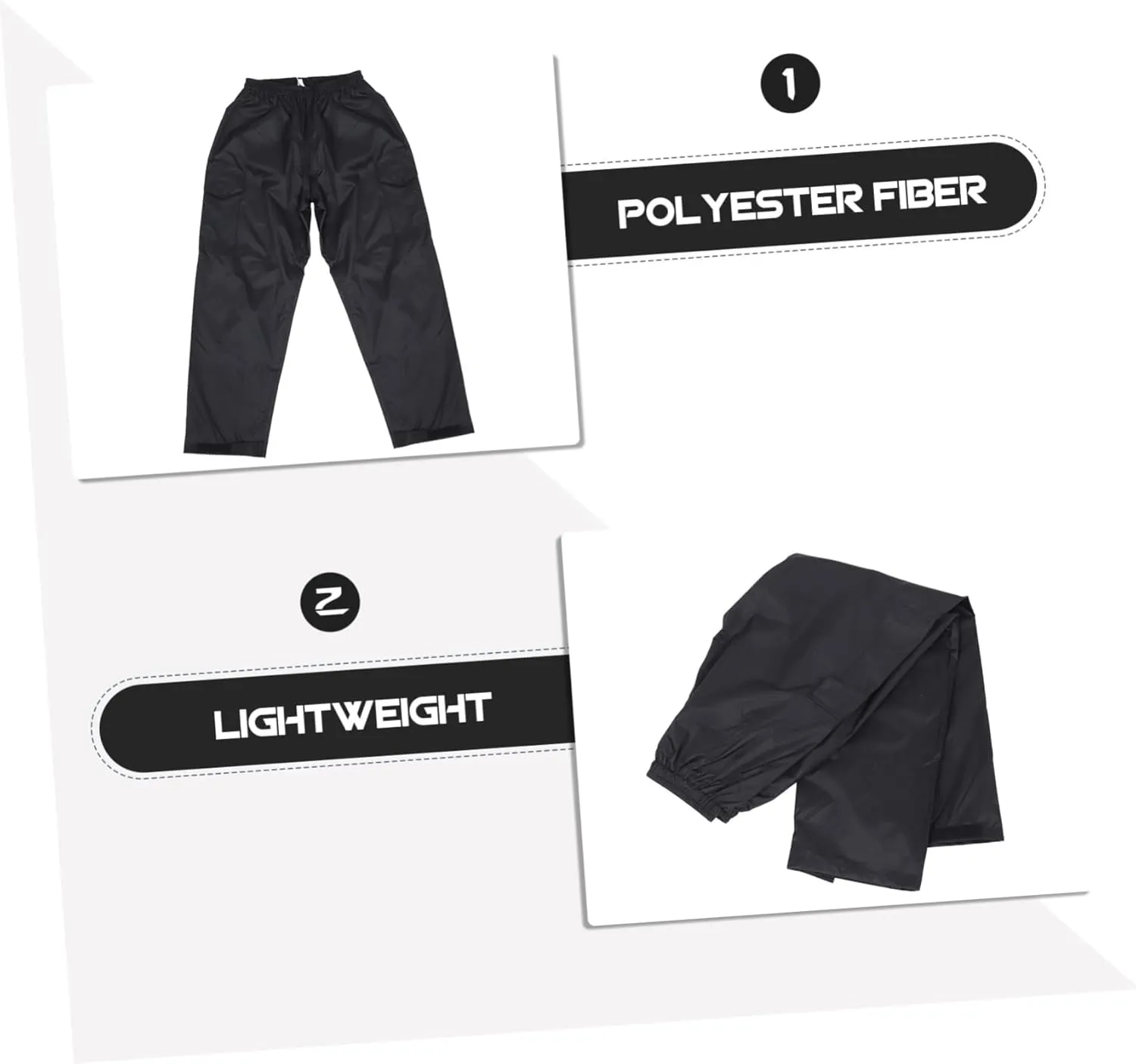 Men's Waterproof Breathable Rainproof Pants Double Layer Outdoor Camping Black