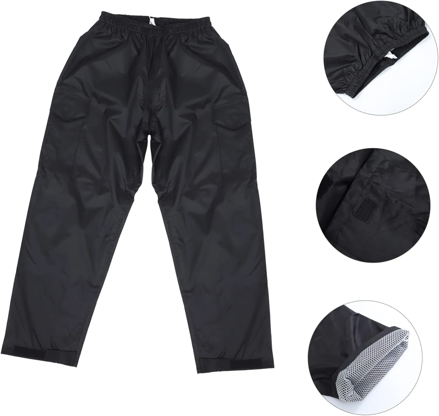 Men's Waterproof Breathable Rainproof Pants Double Layer Outdoor Camping Black