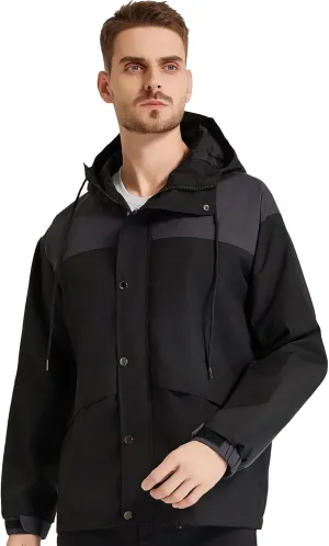 Men's Waterproof Lightweight Outwear Interchange Jacket Windproof Outdoor Hiking Hooded Jacket Coat
