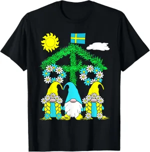 Midsummer Gnomes Tomte Nisse Maypole Midsommar Festival T-Shirt