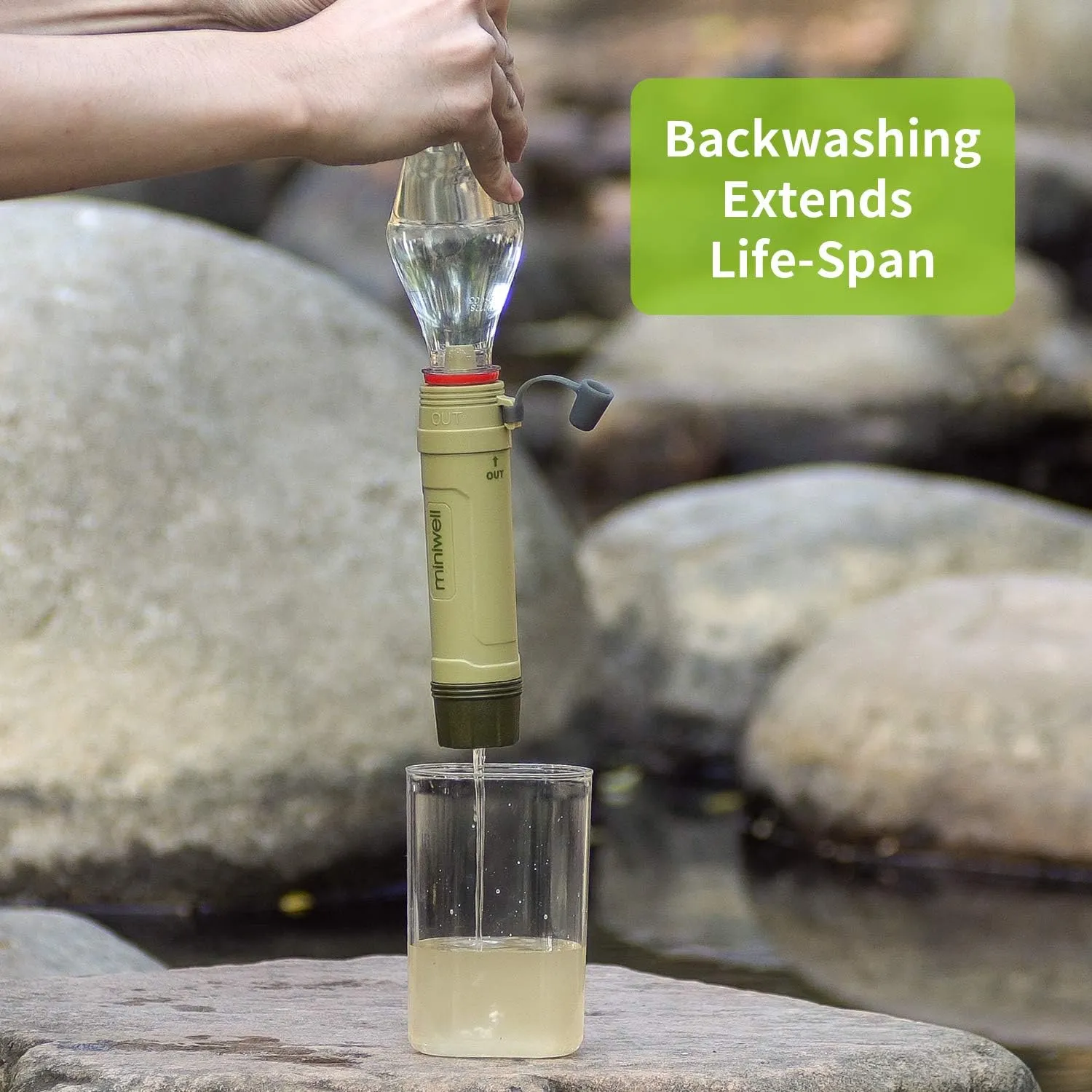 miniwell Gravity Water Purifier Straw Fairly Light and Easily Packed. Multi Use for Group Camping and Famliy Emergency Prepardness