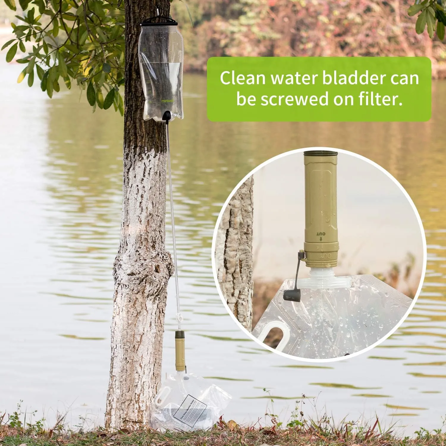 miniwell Gravity Water Purifier Straw Fairly Light and Easily Packed. Multi Use for Group Camping and Famliy Emergency Prepardness