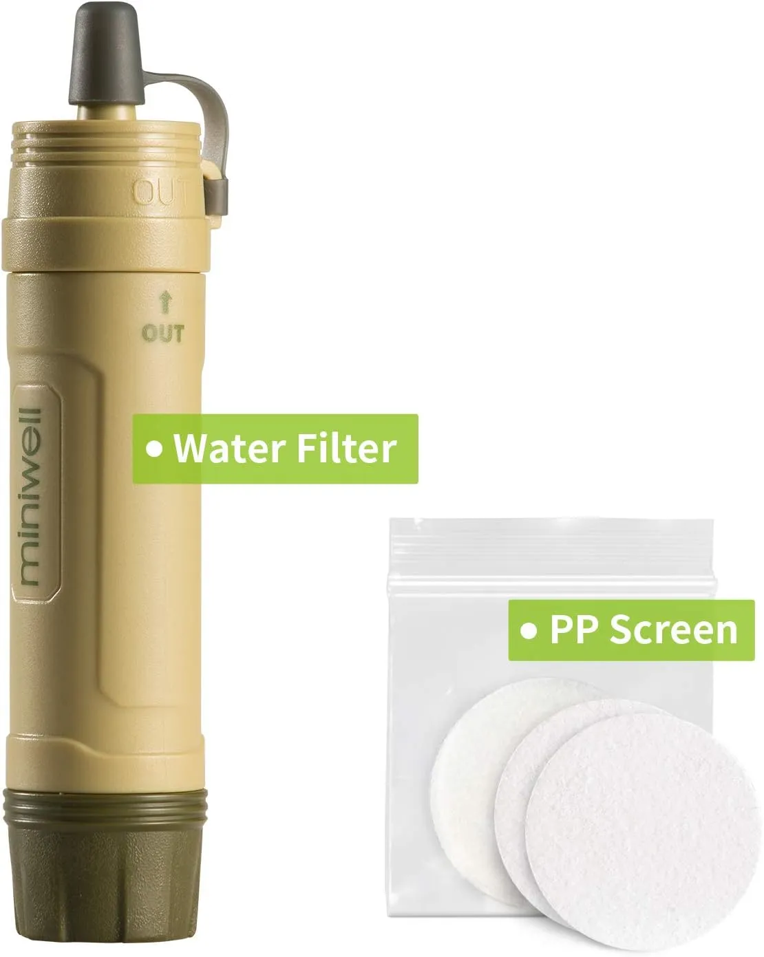 miniwell Gravity Water Purifier Straw Fairly Light and Easily Packed. Multi Use for Group Camping and Famliy Emergency Prepardness
