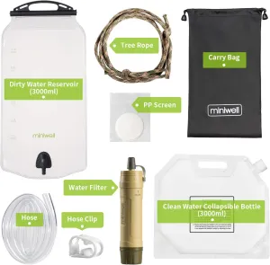 miniwell Gravity Water Purifier Straw Fairly Light and Easily Packed. Multi Use for Group Camping and Famliy Emergency Prepardness