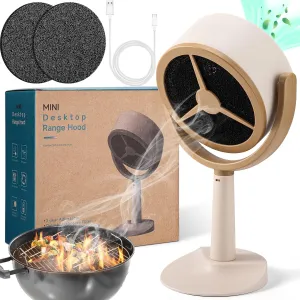 Mity Rain Portable Range Hood for Cooking, Rechargeable Kitchen Exhaust Fan, 125° Adjustable Rotation, Low Noise, Reusable Carbon Filter for Smoke Removal in Kitchens, BBQs, Hot Pots, RVs & Apartments