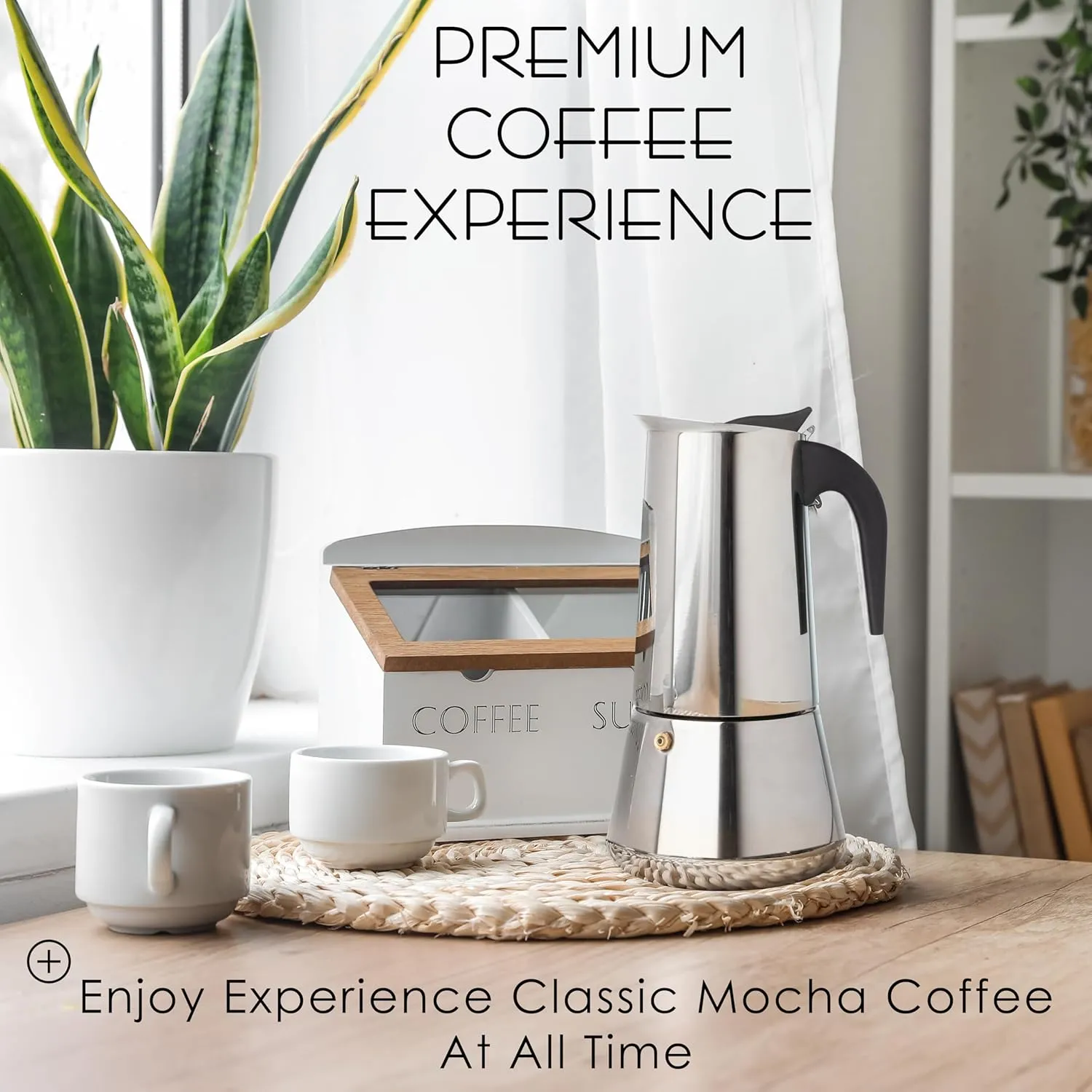 Mixpresso 12 Cup Greca Stovetop Espresso Maker 600ml/20oz, Moka Pot with Coffee Percolator Design, Stainless Steel Stove Top Coffee Maker for Camping or Home Use, Italian Coffee Maker Stovetop