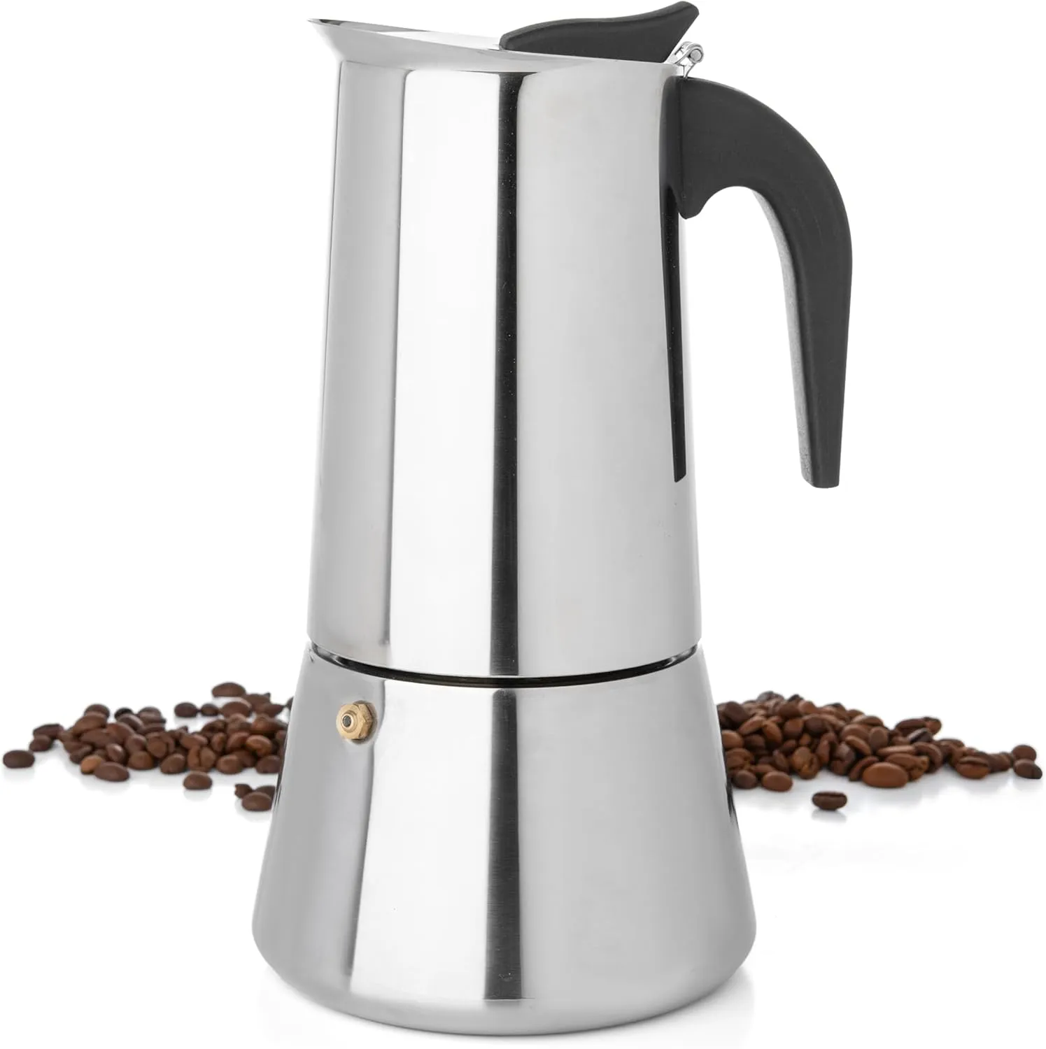 Mixpresso 12 Cup Greca Stovetop Espresso Maker 600ml/20oz, Moka Pot with Coffee Percolator Design, Stainless Steel Stove Top Coffee Maker for Camping or Home Use, Italian Coffee Maker Stovetop