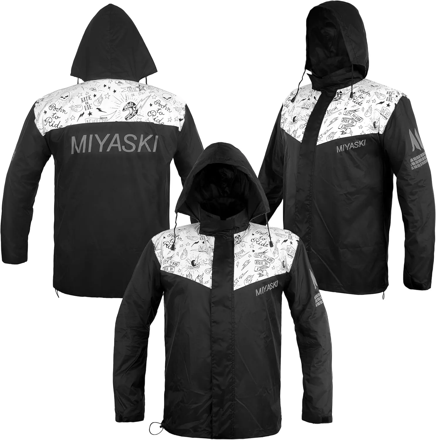Miyaski Rain Suit Waterproof Jacket with Pants 2 Pieces Breathable Lightweight Packable Raincoat with Hooded Rain Gear Unisex