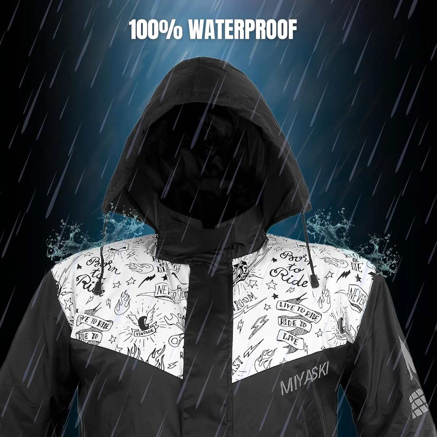 Miyaski Rain Suit Waterproof Jacket with Pants 2 Pieces Breathable Lightweight Packable Raincoat with Hooded Rain Gear Unisex