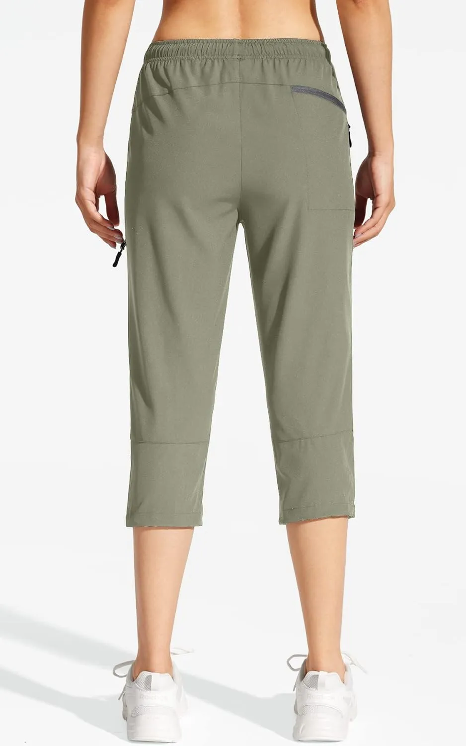 MOCOLY Women's Cargo Hiking Pants Elastic Waist Quick Dry Lightweight Outdoor Water Resistant UPF 50  Long Pants Zipper
