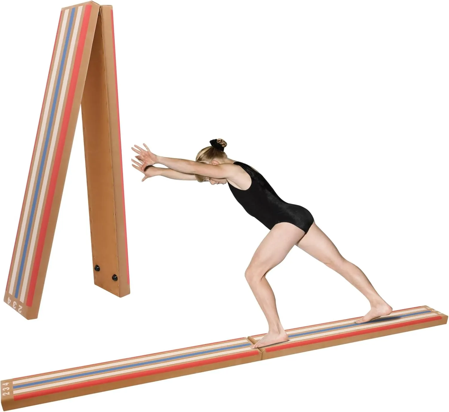 Modern-Depo 8ft Laser Balance Beam Folding Floor Gymnastics Equipment for Kids Adults, Non Slip, Gymnastics Beam for Training, Physical Therapy and Professional Home Training
