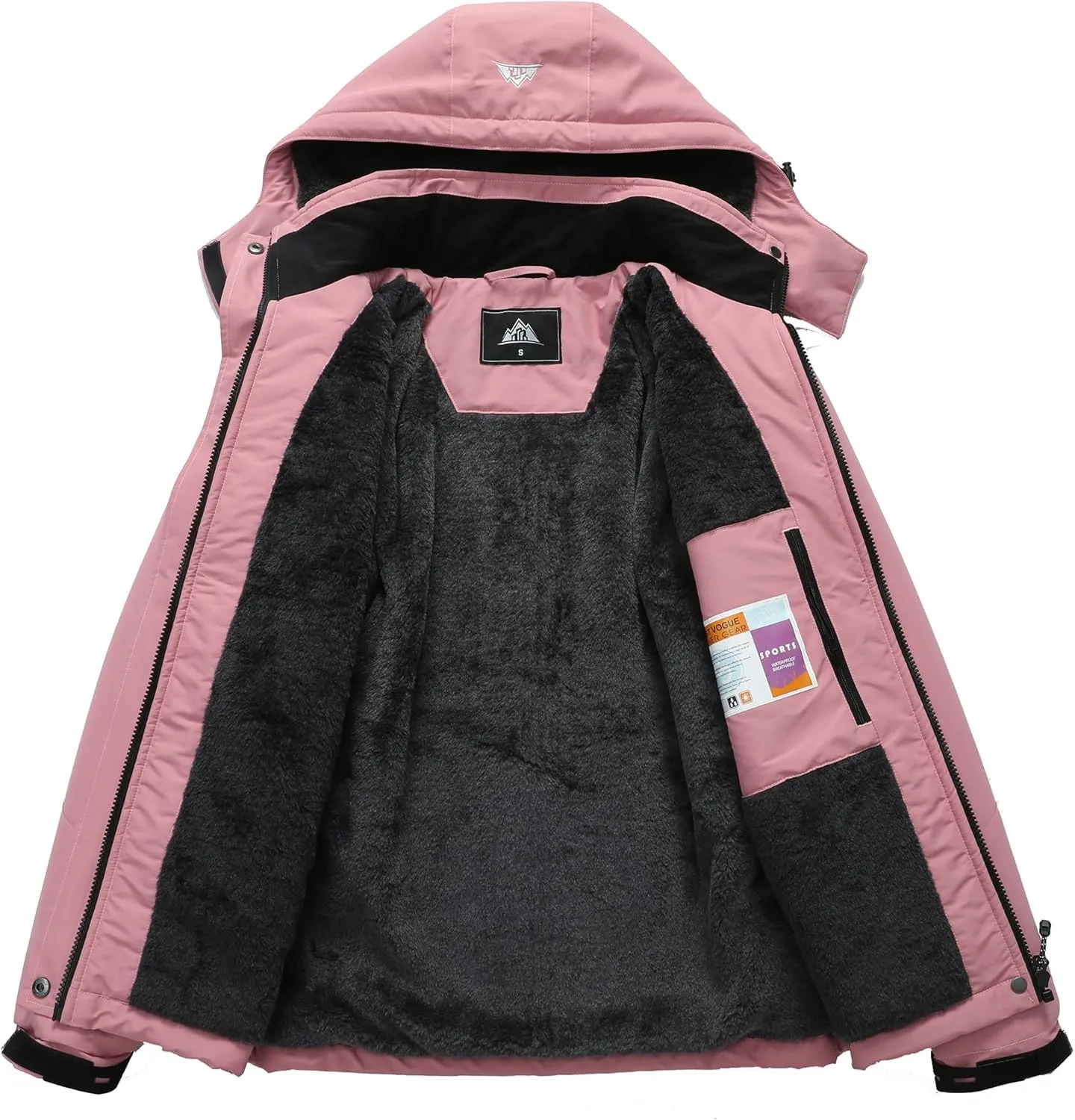 MOERDENG Women's Ski Jacket Waterproof Winter Coat Hooded Snowboarding Jacket Warm Winter Jacket