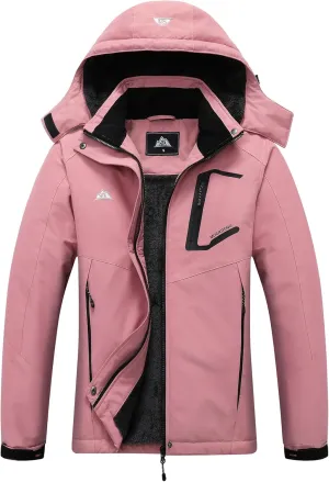 MOERDENG Women's Ski Jacket Waterproof Winter Coat Hooded Snowboarding Jacket Warm Winter Jacket