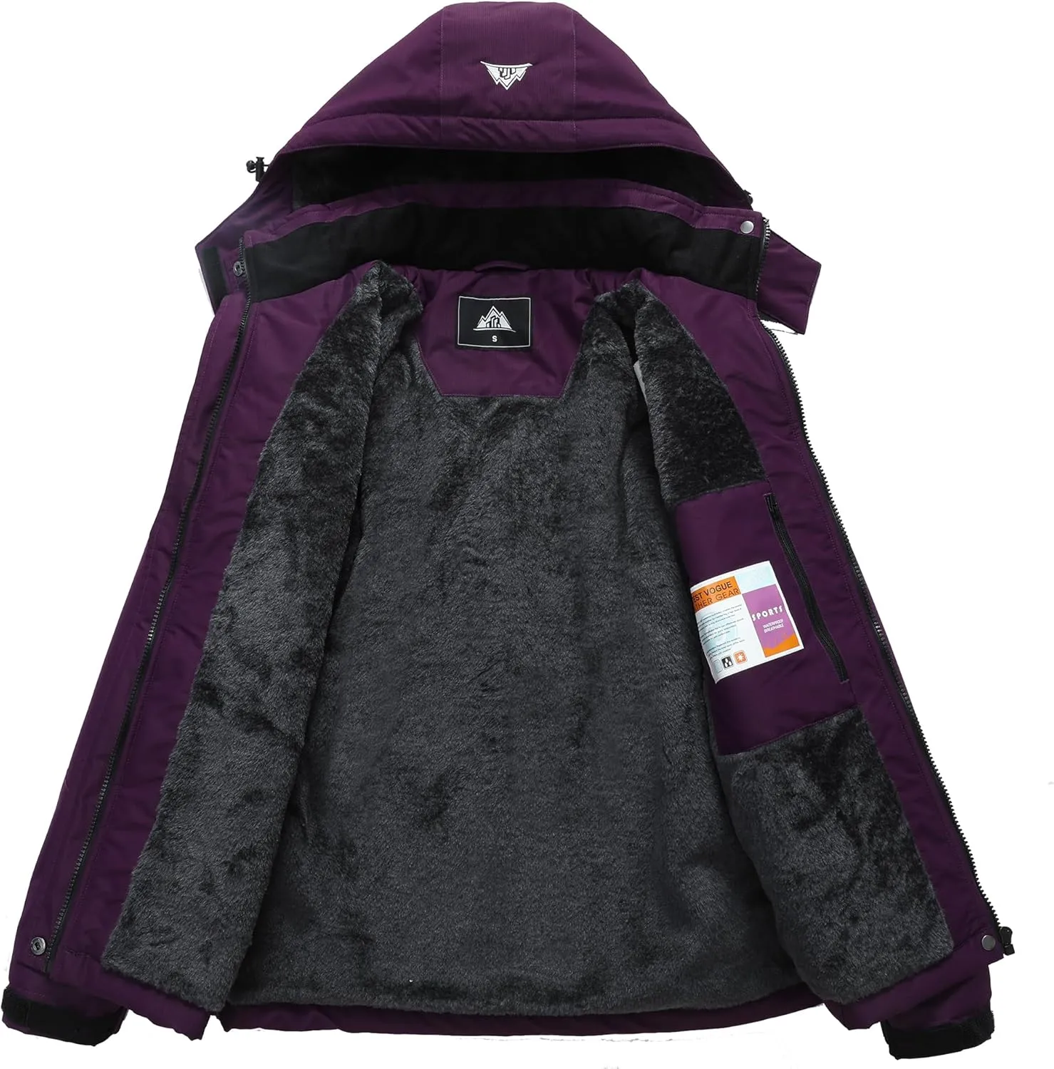 MOERDENG Women's Ski Jacket Waterproof Winter Coat Hooded Snowboarding Jacket Warm Winter Jacket