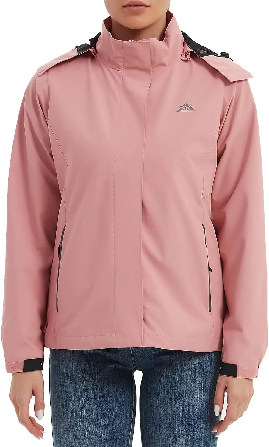 MOERDENG Women's Waterproof Rain Jacket Lightweight Raincoat Hooded Hiking Jacket Softshell Windbreaker