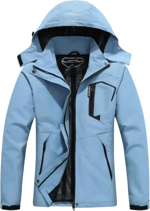 MOERDENG Women's Waterproof Rain Jacket Lightweight Raincoat Outdoor Hooded Windbreaker Cycling Hiking Jacket