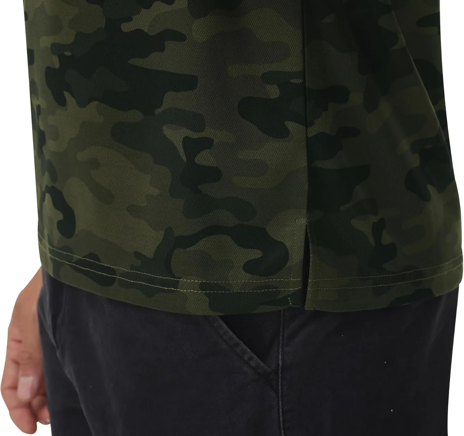 MoFiz Mens Camo Polo Golf Shirts Lightweight Dry Fit Pique Short Sleeve Collared Hiking T-Shirts Dry fit Activewear