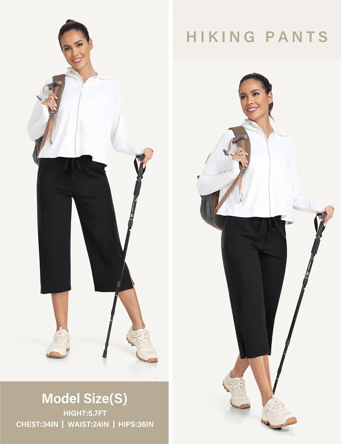 MoFiz Women's Capri Pants Wide Leg Plus Size Lightweight Quick Dry Hiking Pants Casual Loose Sweatpants Athletic Walking Yoga