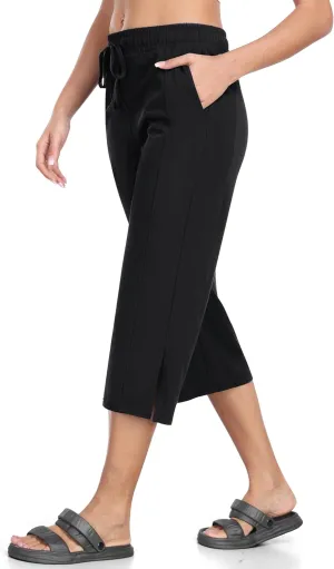 MoFiz Women's Capri Pants Wide Leg Plus Size Lightweight Quick Dry Hiking Pants Casual Loose Sweatpants Athletic Walking Yoga