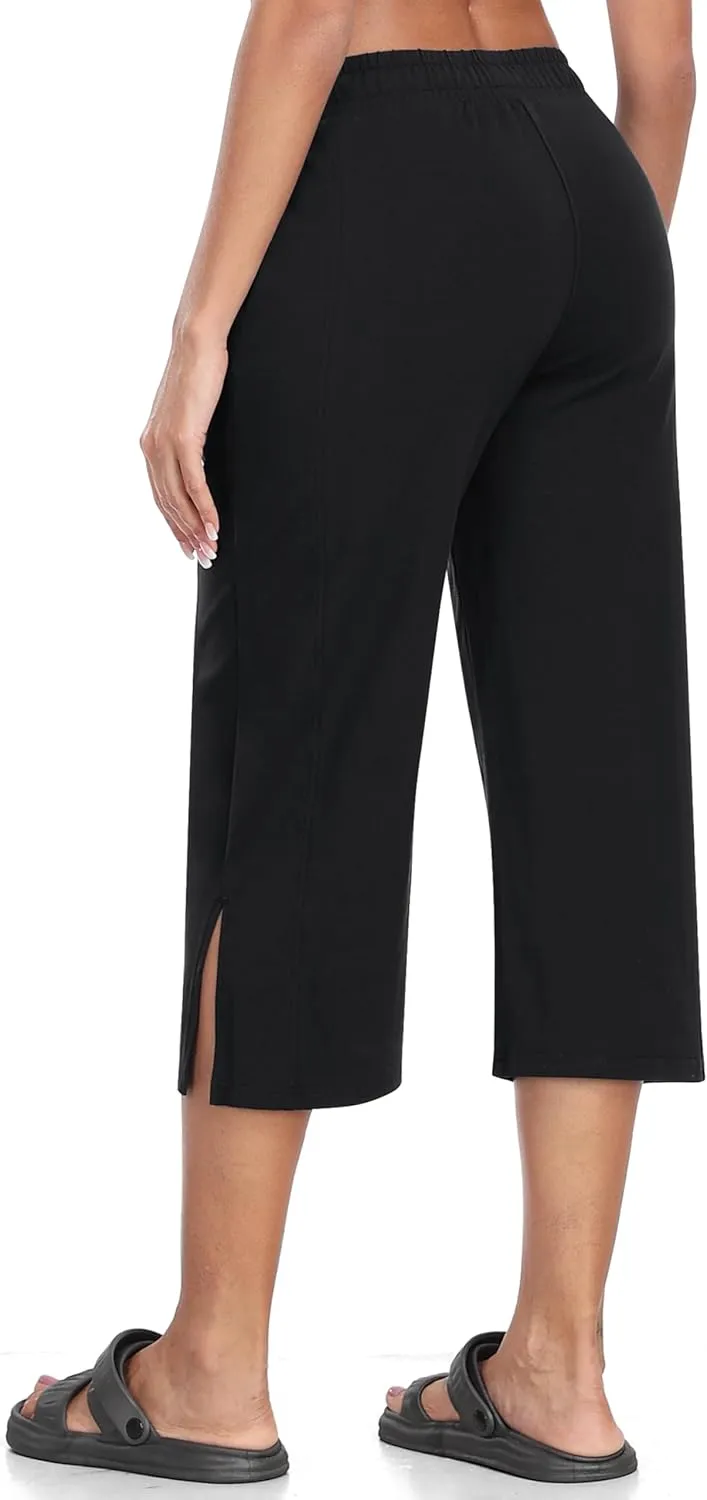 MoFiz Women's Capri Pants Wide Leg Plus Size Lightweight Quick Dry Hiking Pants Casual Loose Sweatpants Athletic Walking Yoga
