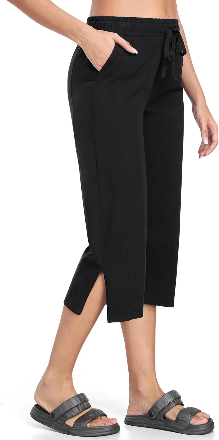 MoFiz Women's Capri Pants Wide Leg Plus Size Lightweight Quick Dry Hiking Pants Casual Loose Sweatpants Athletic Walking Yoga