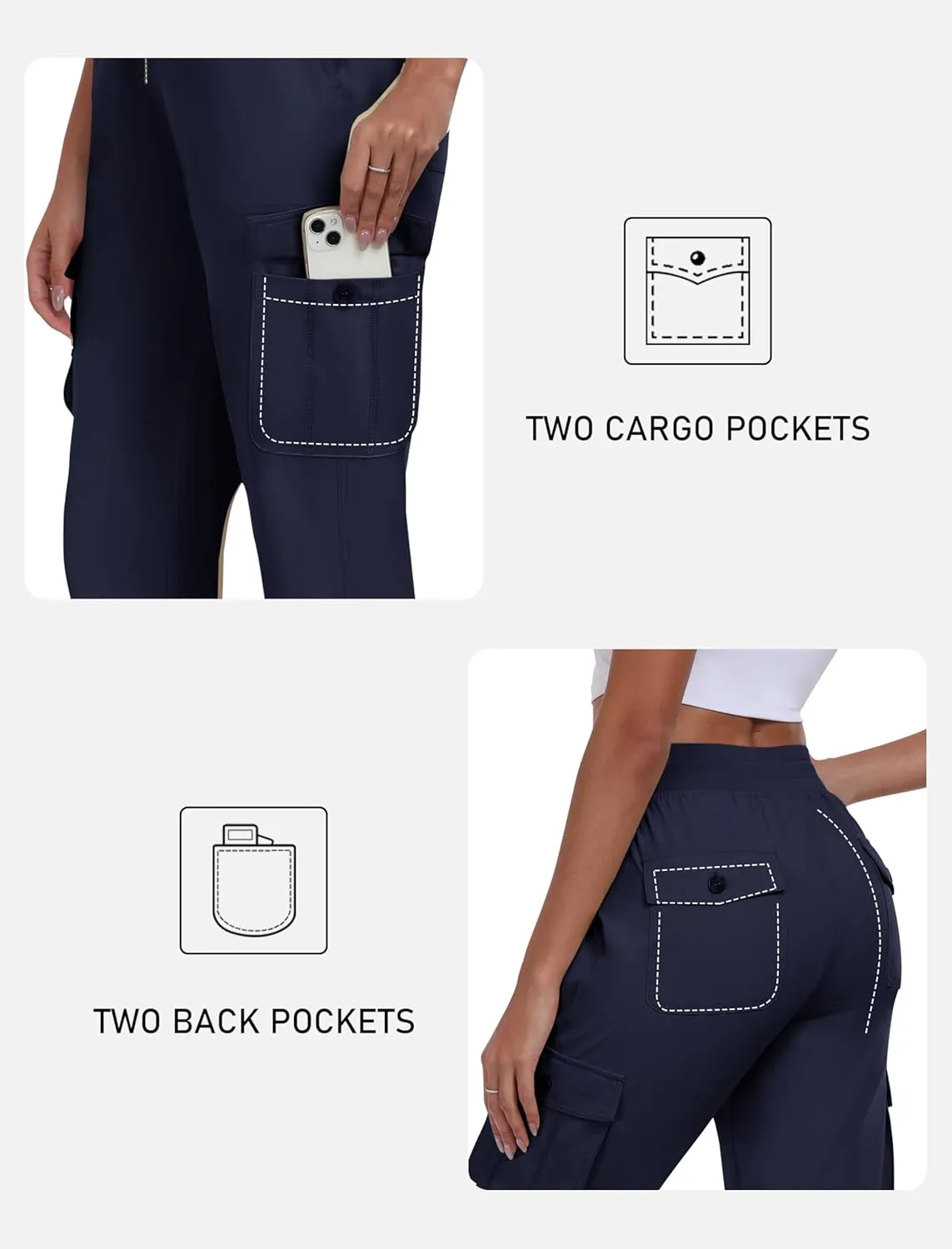 MoFiz Women's Cargo Capris Pants with Pockets Lightweight Quick Dry Travel Hiking Summer Pants for Women