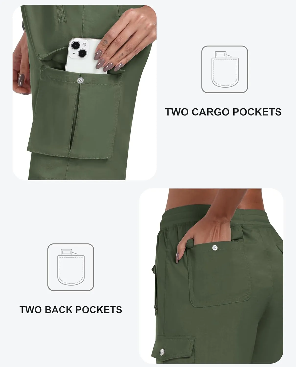 MoFiz Women's Cargo Shorts Quick Dry Athletic Shorts Lightweight Running Summer Hiking Shorts with Pockets