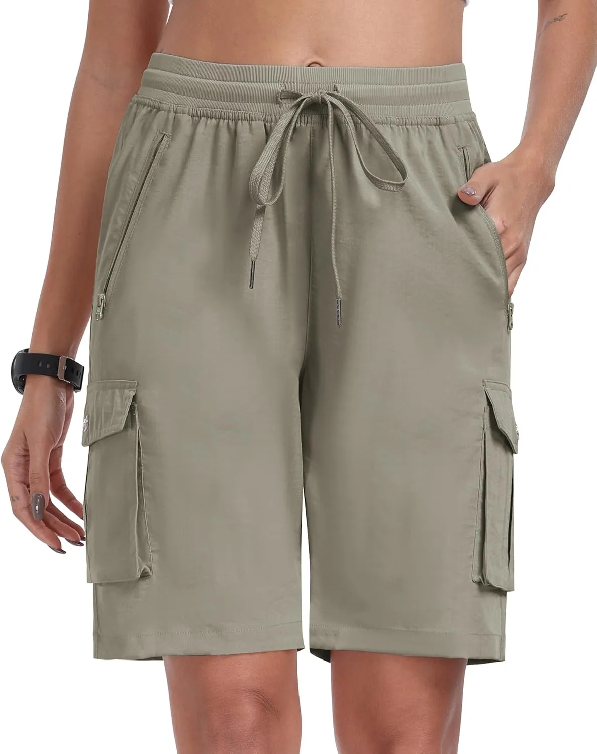 MoFiz Women's Cargo Shorts Quick Dry Athletic Shorts Lightweight Running Summer Hiking Shorts with Pockets
