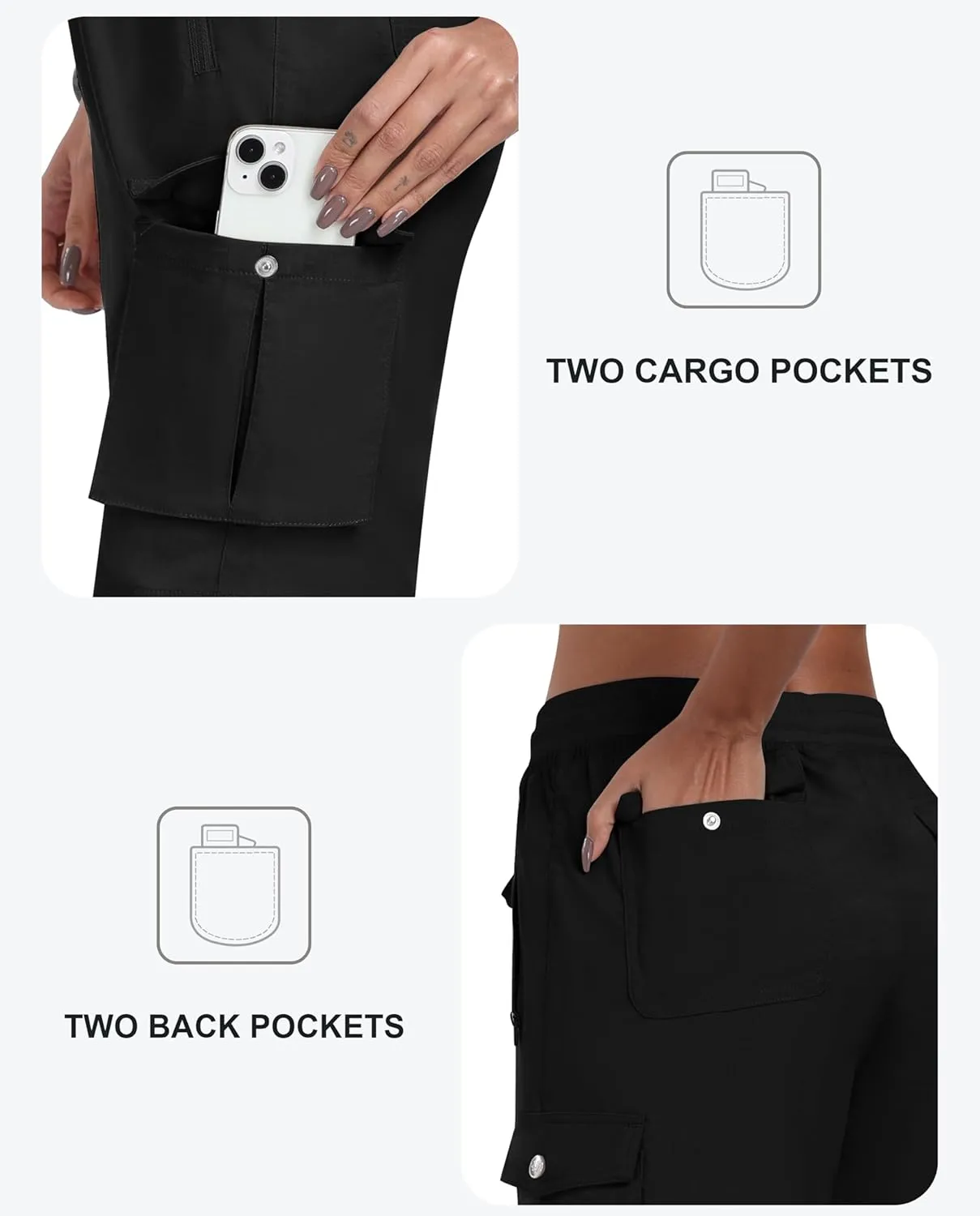 MoFiz Women's Cargo Shorts Quick Dry Athletic Shorts Lightweight Running Summer Hiking Shorts with Pockets