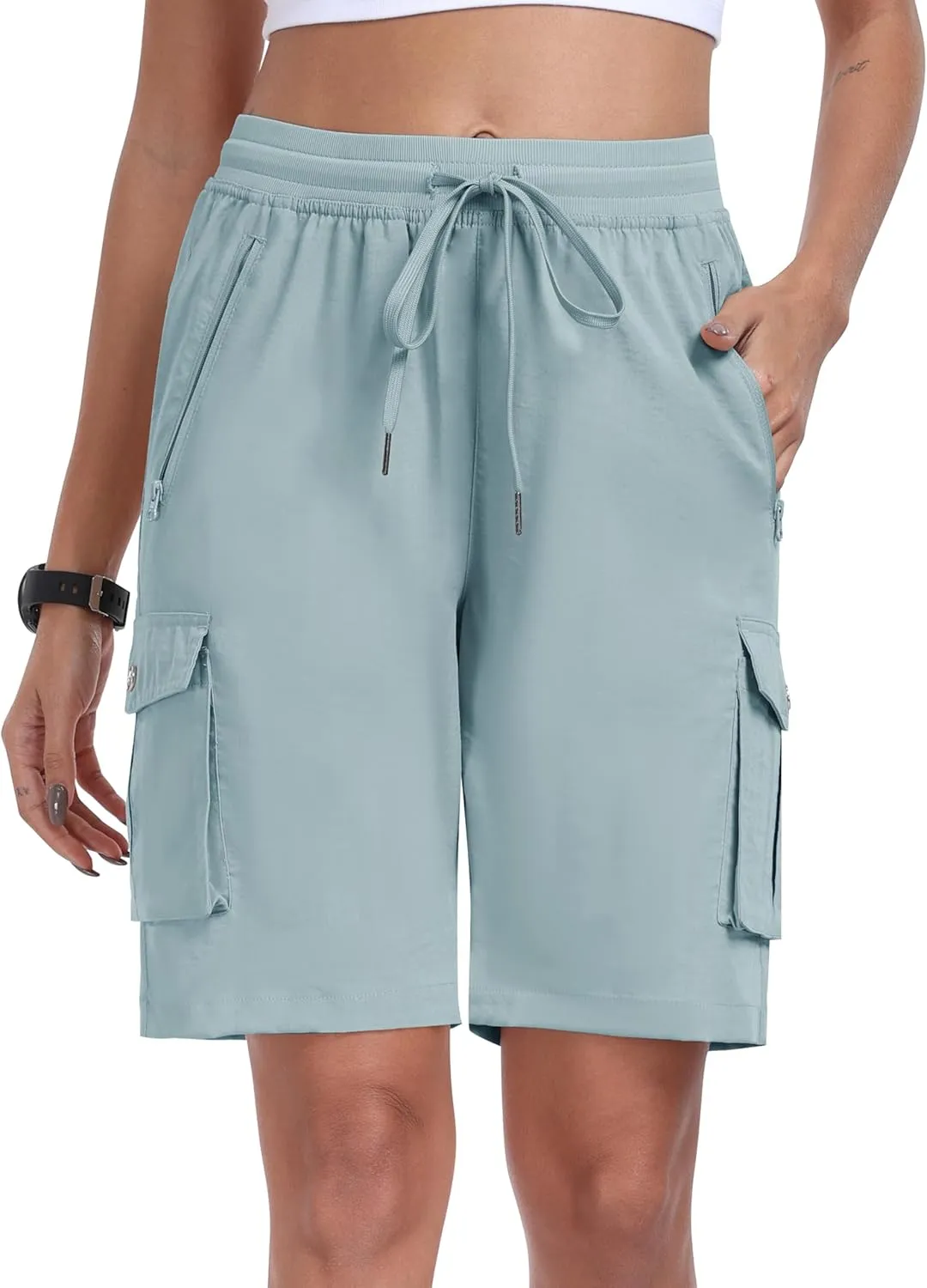 MoFiz Women's Cargo Shorts Quick Dry Athletic Shorts Lightweight Running Summer Hiking Shorts with Pockets