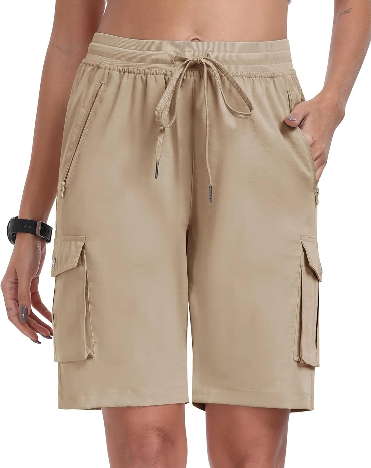 MoFiz Women's Cargo Shorts Quick Dry Athletic Shorts Lightweight Running Summer Hiking Shorts with Pockets