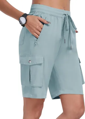 MoFiz Women's Cargo Shorts Quick Dry Athletic Shorts Lightweight Running Summer Hiking Shorts with Pockets