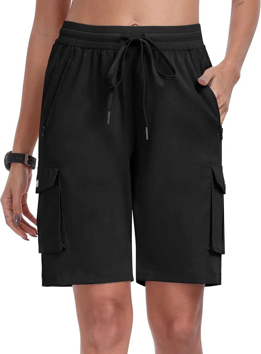 MoFiz Women's Cargo Shorts Quick Dry Athletic Shorts Lightweight Running Summer Hiking Shorts with Pockets