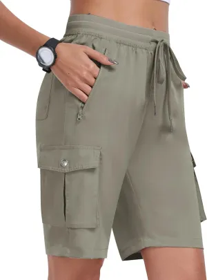 MoFiz Women's Cargo Shorts Quick Dry Athletic Shorts Lightweight Running Summer Hiking Shorts with Pockets