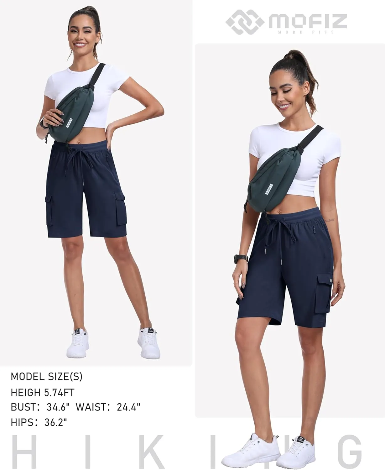 MoFiz Women's Cargo Shorts Quick Dry Athletic Shorts Lightweight Running Summer Hiking Shorts with Pockets